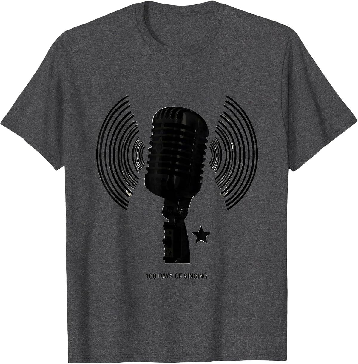 100 Days of Singing Vintage Microphone Music Teacher T-Shirt - Dark Heather Grey