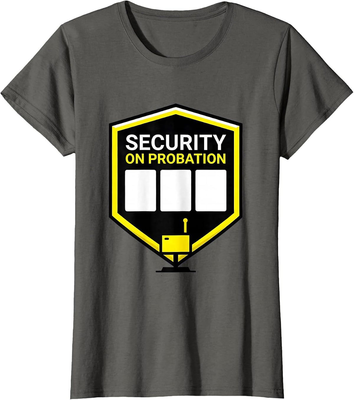 Women's SECURITY ON PROBATION Geometric Halloween Costume Roleplay T-Shirt - Asphalt Grey