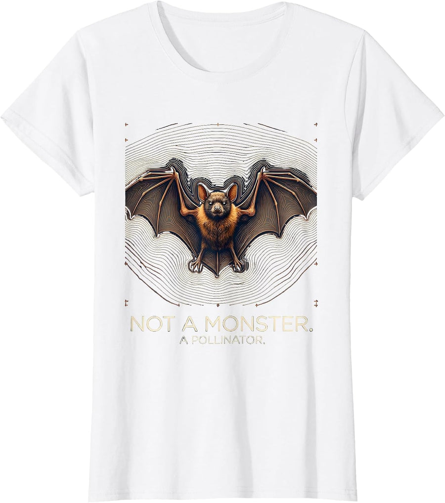Women's Not A Monster. A Pollinator Funny Bat Lover Halloween T-Shirt - White