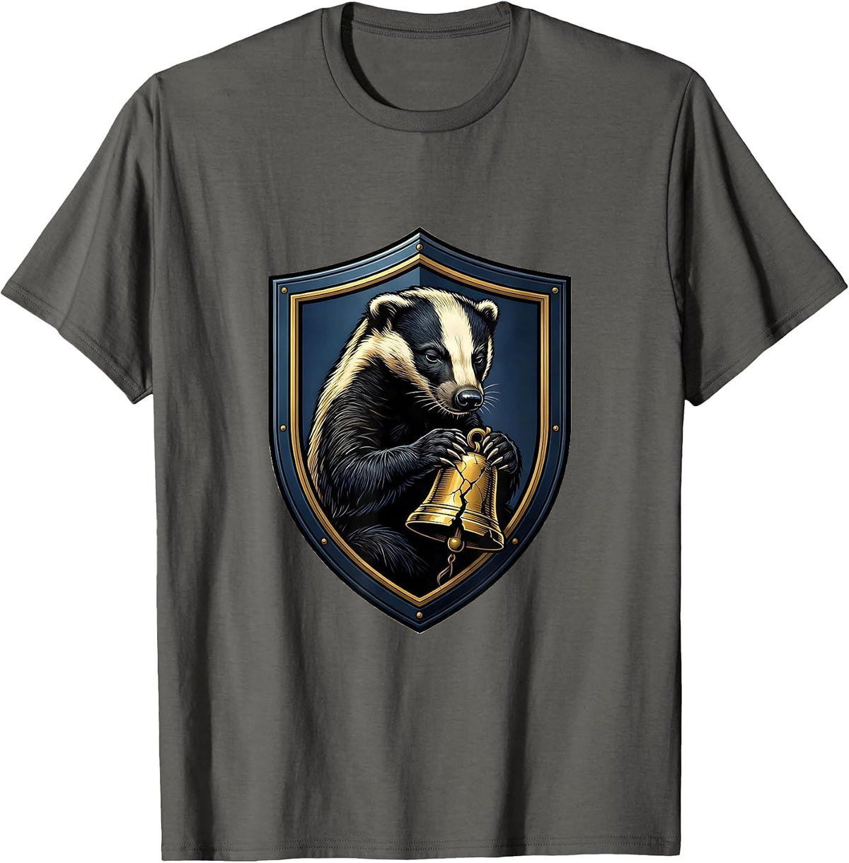 Men's Honey Badger Fearless Emblem Animal Lover Humor T-Shirt - Asphalt Grey