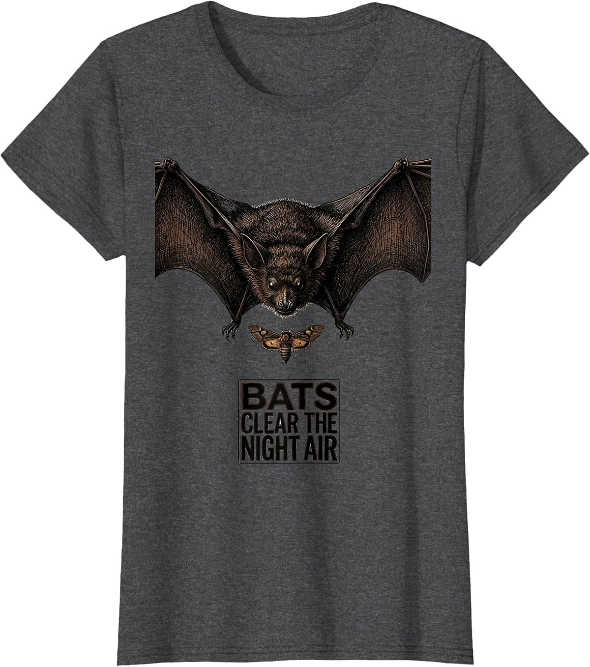 Women's Bats Clear The Night Air Vintage Bat Lover Halloween Nature T-Shirt - Dark Heather Grey