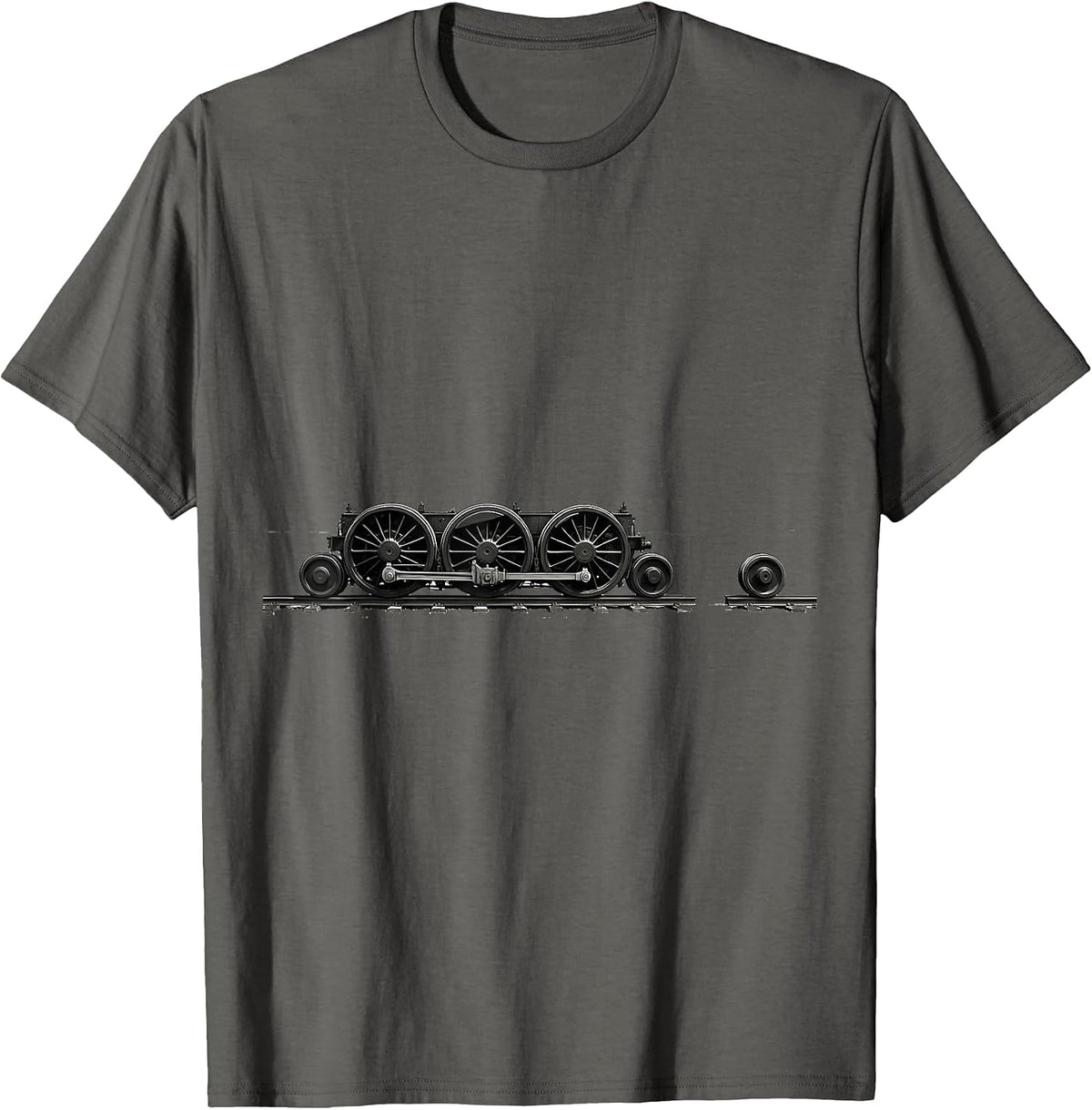 Men's Locomotive Wheel Arrangement Minimalist Train Enthusiast T-Shirt - Asphalt Grey
