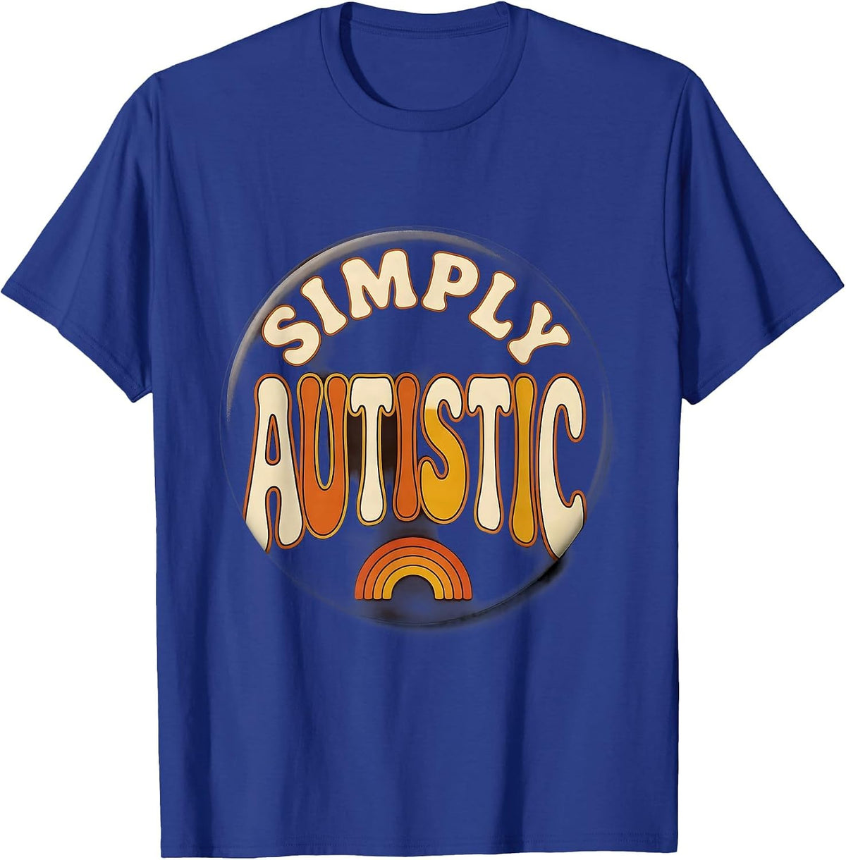 Men's Simply Autistic Retro 70s Neurodiversity Identity Acceptance T-Shirt - Royal Blue