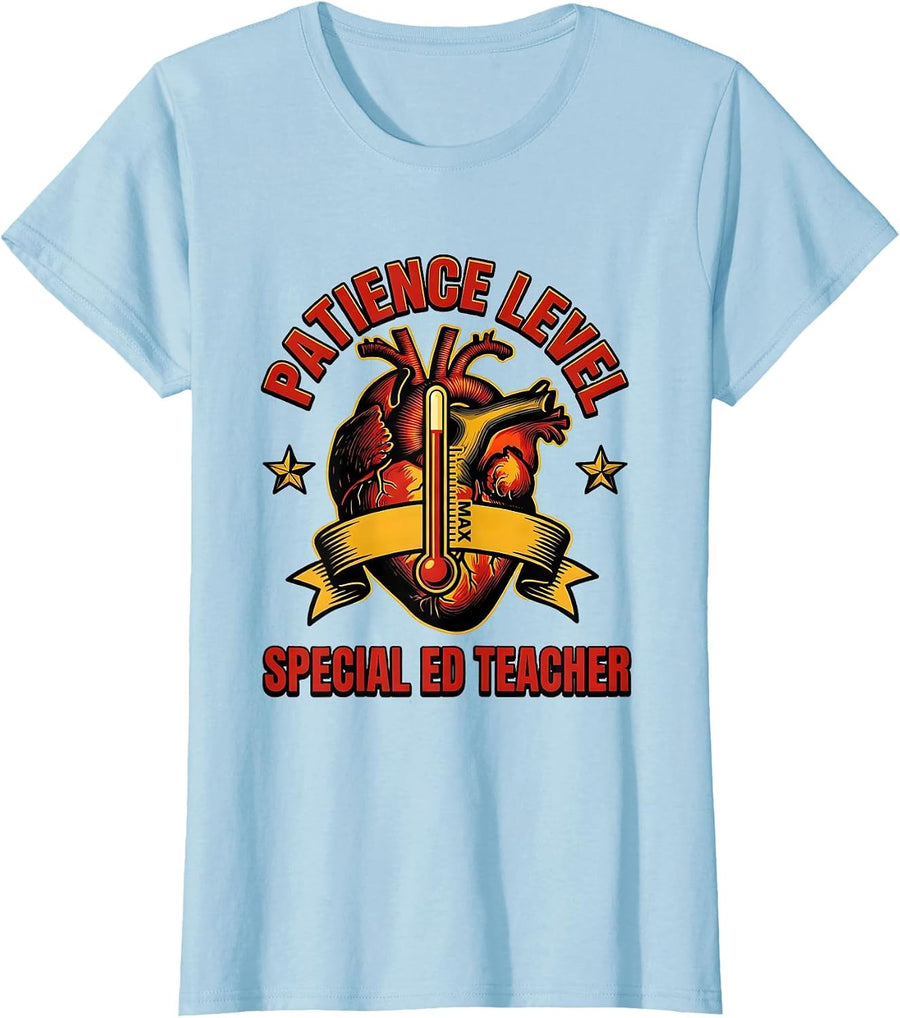 Women's Patience Level Special Ed Teacher Graphic Design T-Shirt - Baby Blue