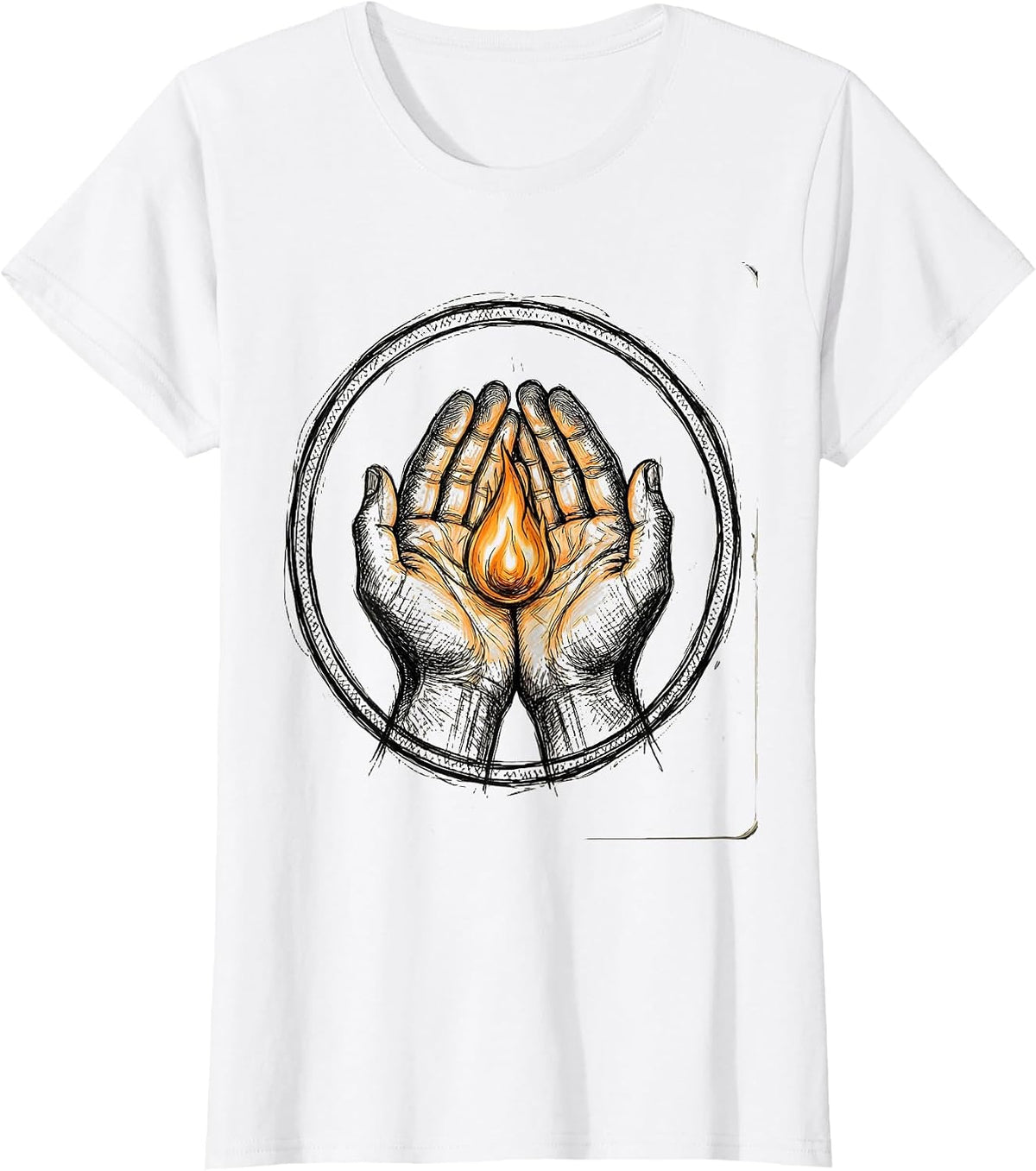 Women's Mental Health Matters Cupped Hands Glowing Flame T-Shirt - White