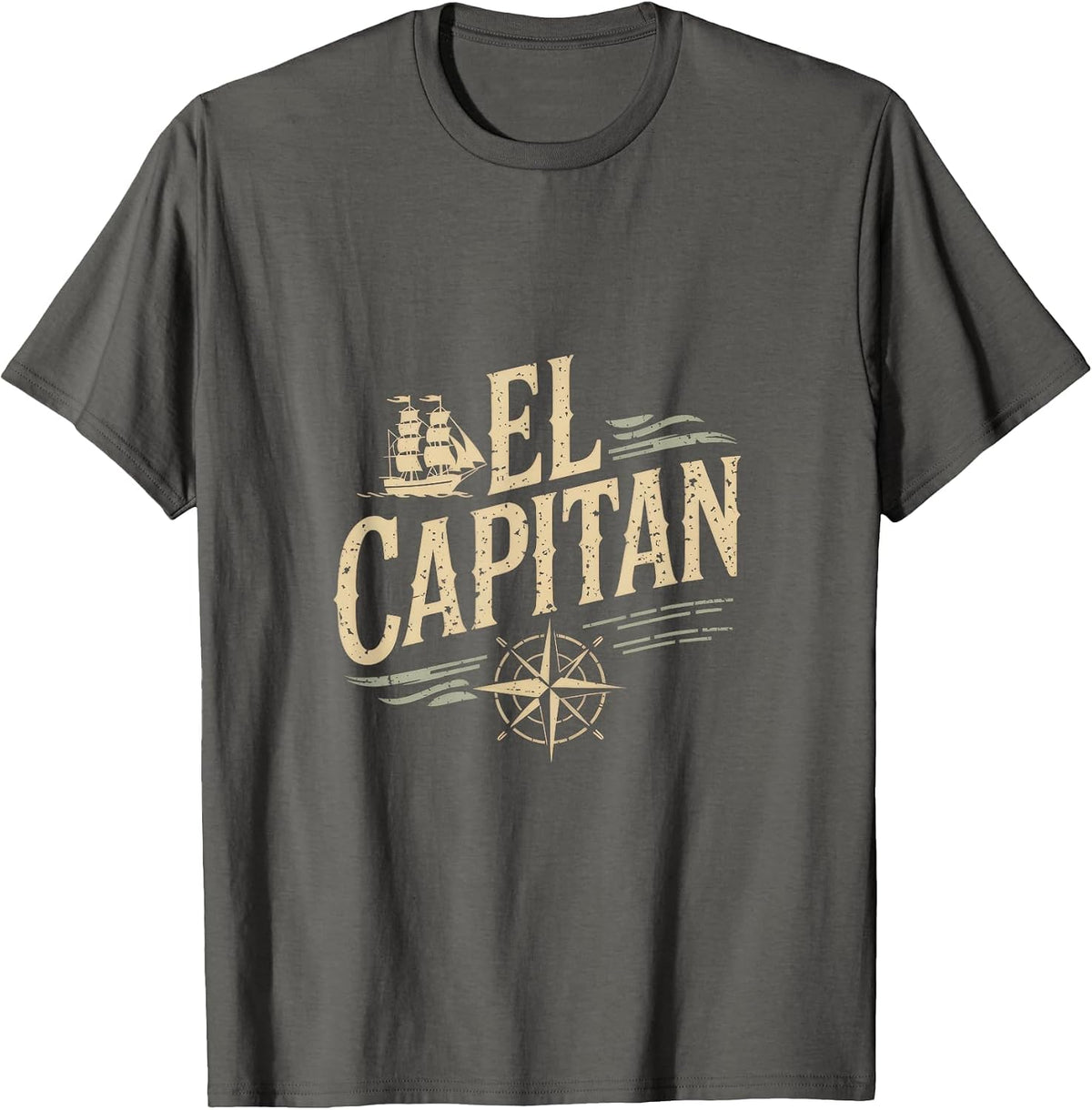 El Capitan - El Capitan Captain Anchor Boat Sail T-Shirt - Asphalt Grey