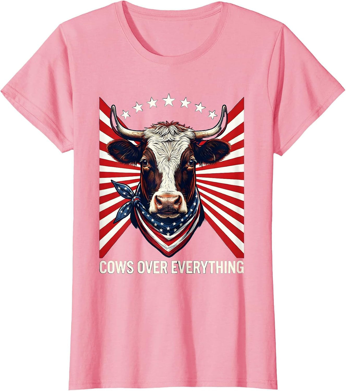 Women's Cows Over Everything Funny Cow Lover Design T-Shirt - Pink