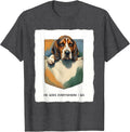 Men's He Goes Everywhere I Go Playful Basset Hound Dog Owner Gift T-Shirt - Dark Heather Grey