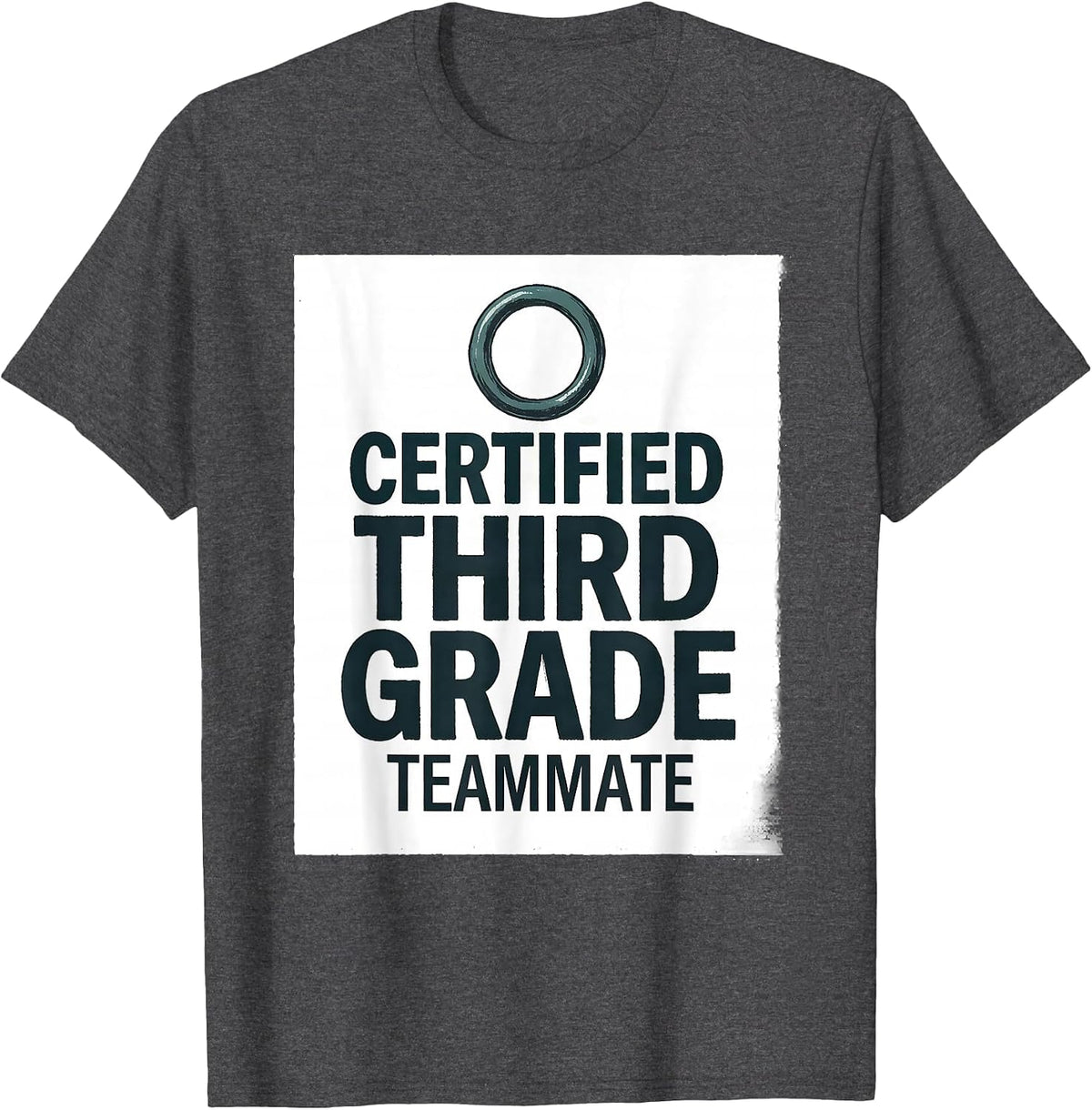 Men's Certified Third Grade Teammate Teacher Team Squad Back T-Shirt - Dark Heather Grey