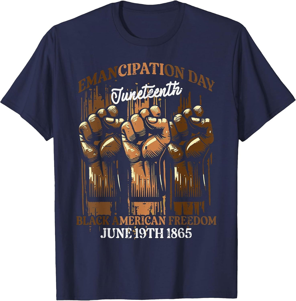 Juneteenth Emancipation Day Black African Men Women Kids T-Shirt - Navy Blue