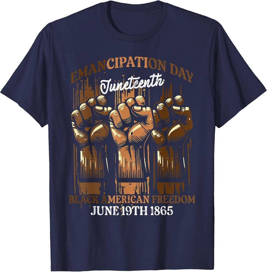 Juneteenth Emancipation Day Black African Men Women Kids T-Shirt - Navy Blue