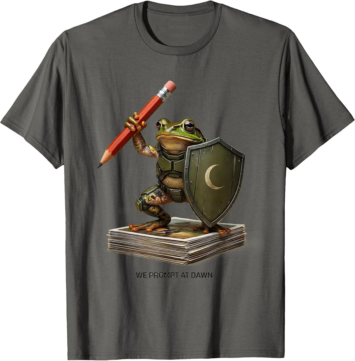 We Prompt At Dawn Funny Frog Teacher Reader Back To School T-Shirt - Asphalt Grey
