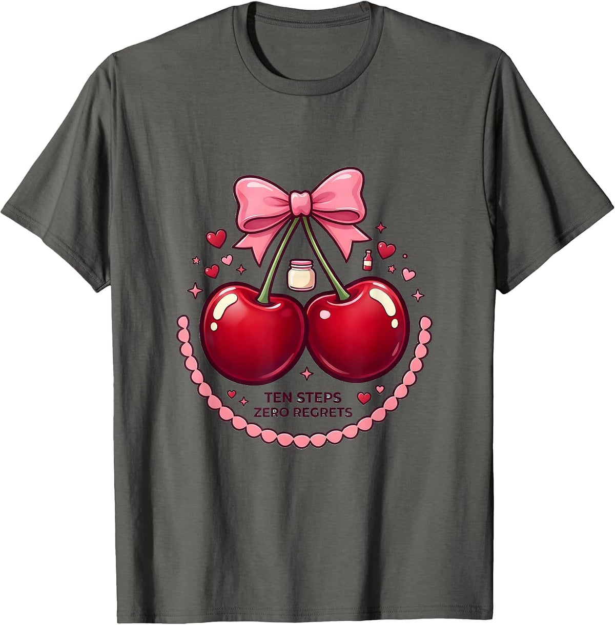 K-Beauty Skincare Routine Ten Steps Zero Regrets T-Shirt - Asphalt Grey