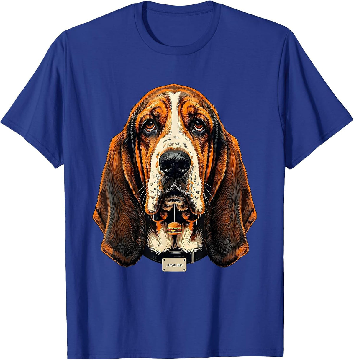 JOWLED Funny Basset Hound Dog Jowls Burger Drooling Dog Mom T-Shirt - Royal Blue