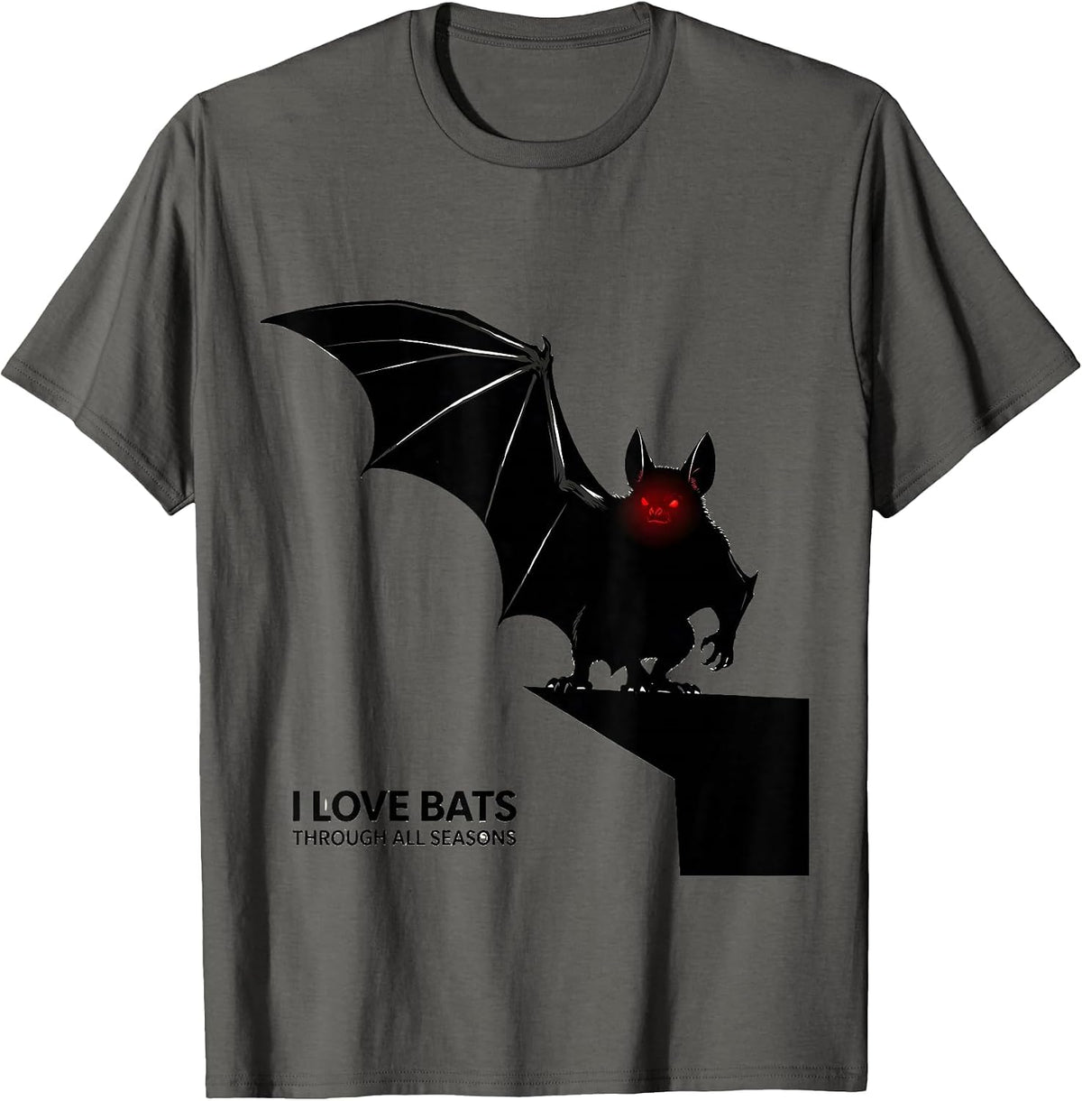 Men's I Love Bats Through All Seasons Vintage Bat Lover Halloween T-Shirt - Asphalt Grey