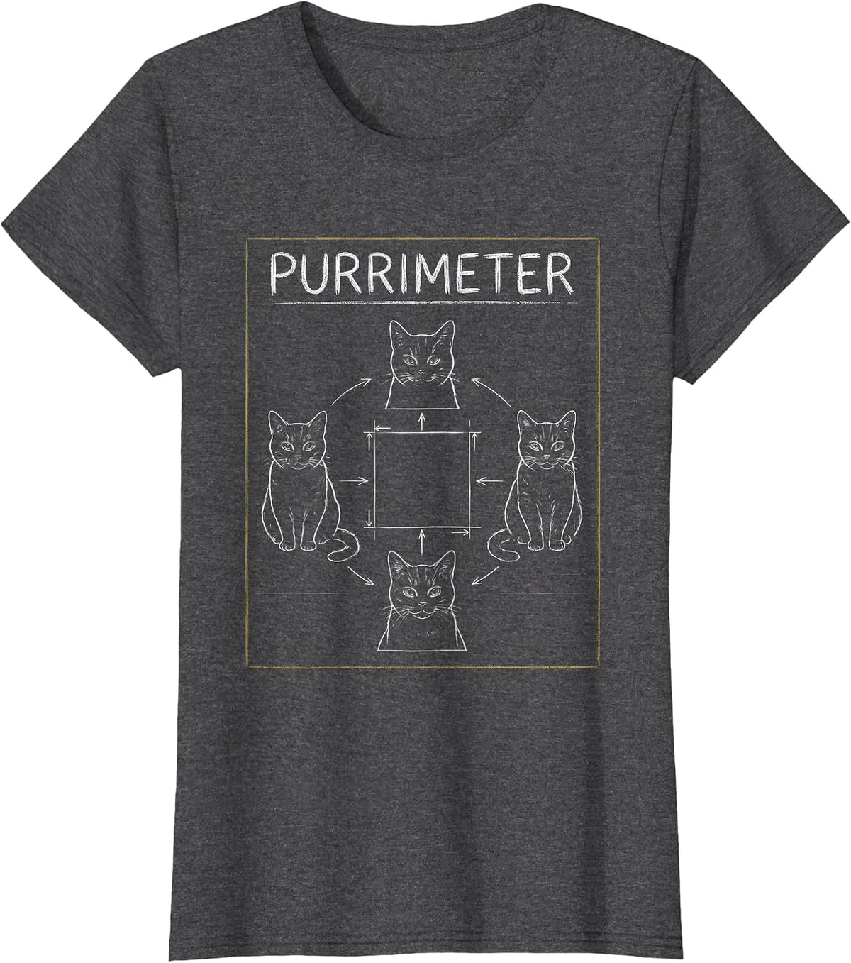 Women's Purrimeter Cat Geometry Math Funny Science Teacher Student T-Shirt - Dark Heather Grey