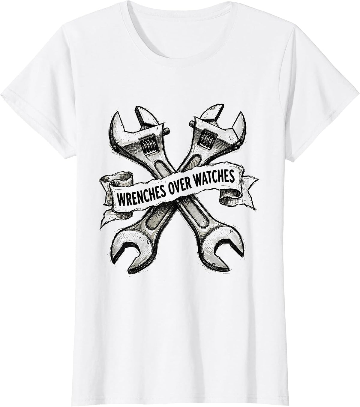 Wrenches Over Watches Mechanic Pride Design T-Shirt - White