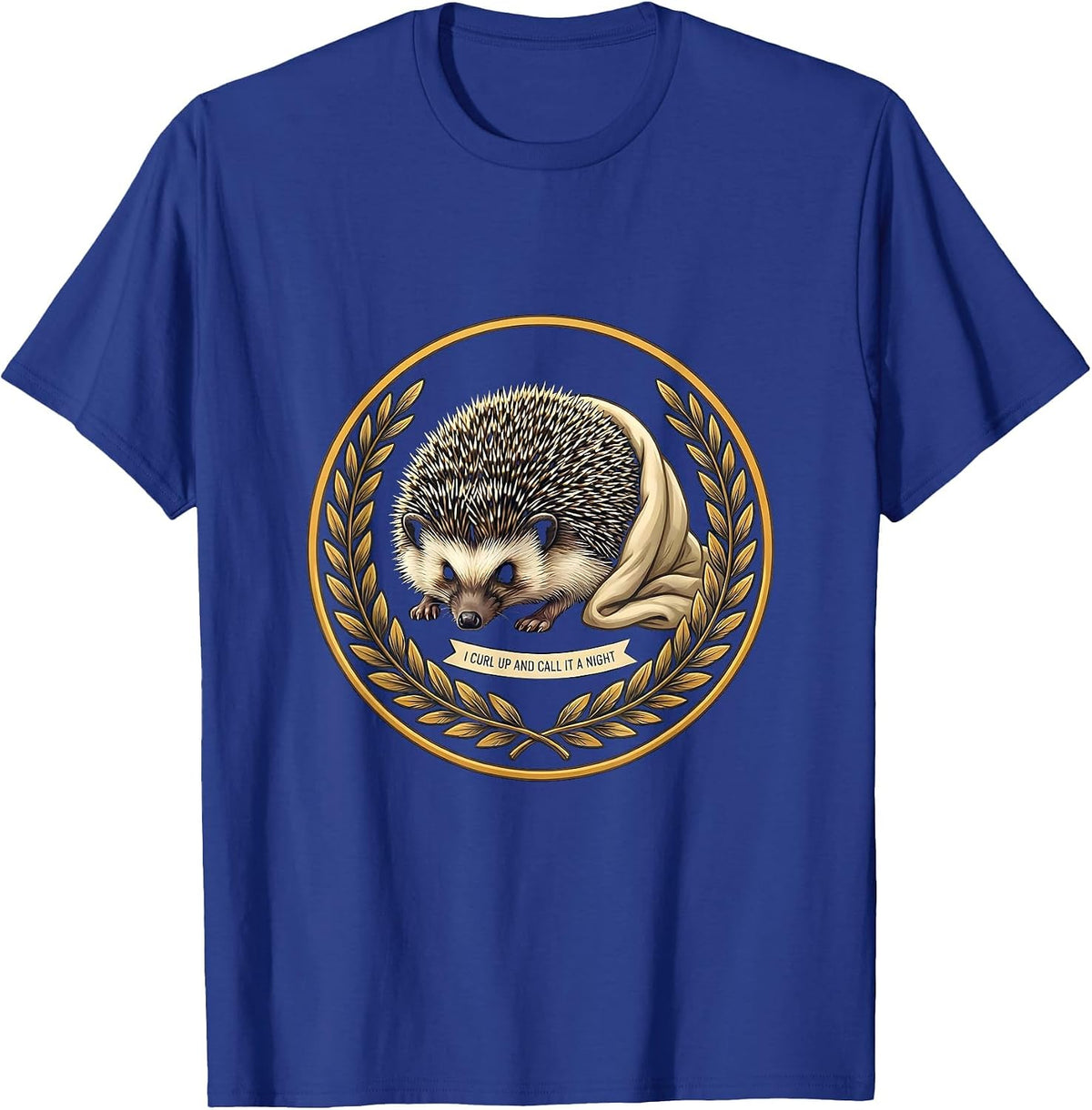 I Curl Up And Call It A Night Whimsical Hedgehog Lover Humor T-Shirt - Royal Blue