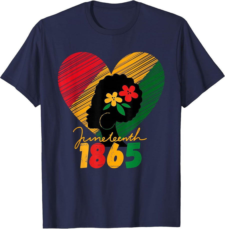 Juneteenth Black Women Remembering My Ancestors T-Shirt - Navy Blue