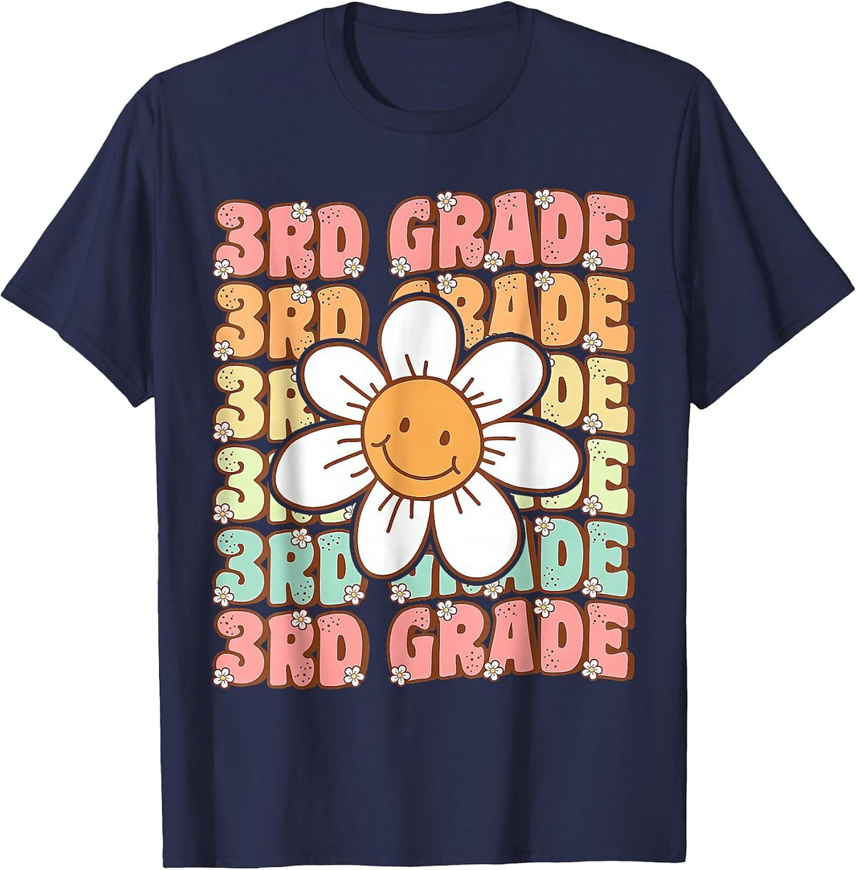 Groovy 3rd Grade Back to School T-Shirt - Navy Blue