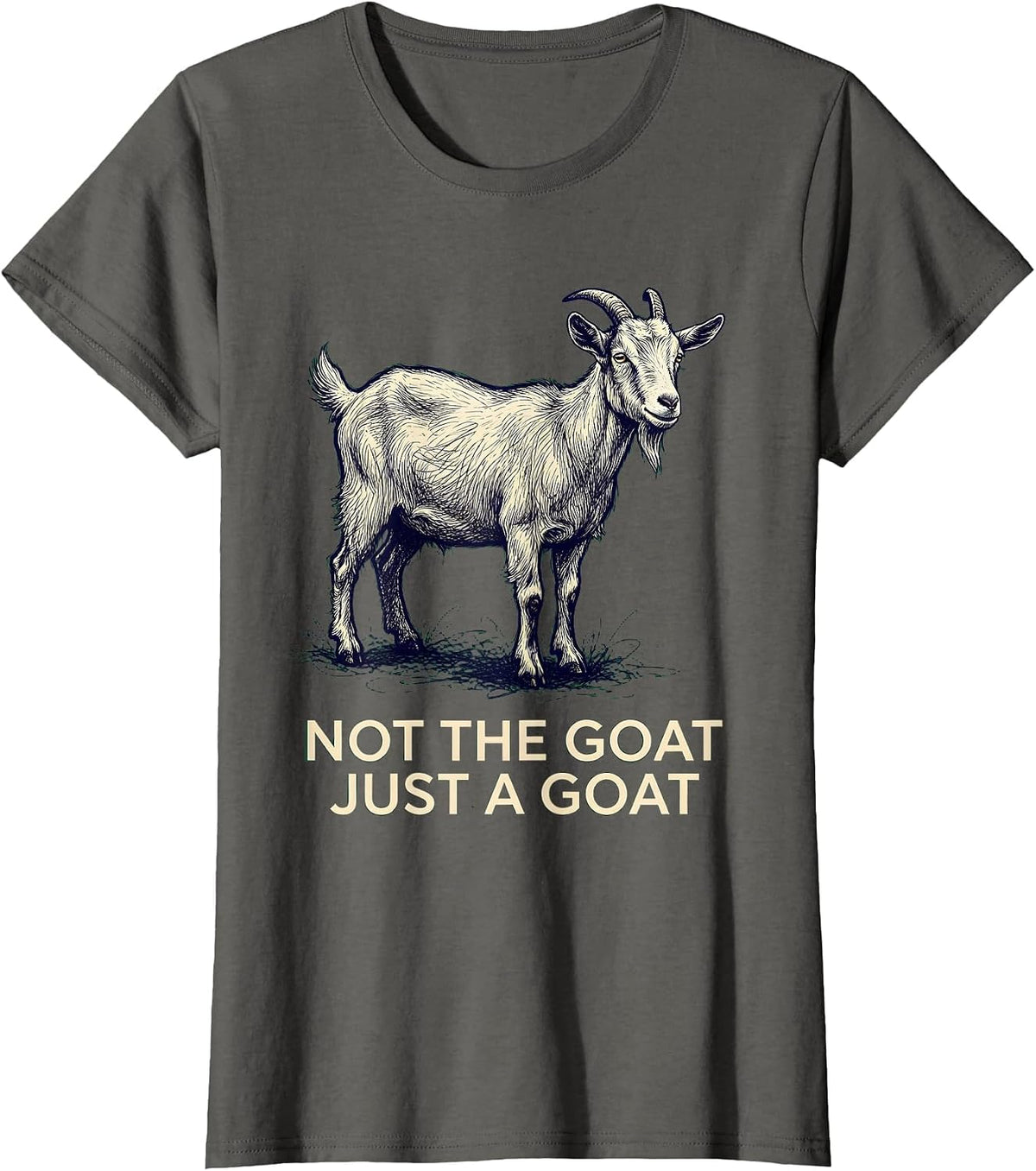 Women's Not The Goat Just A Goat Funny Goat Pun Dad Joke Humor T-Shirt - Asphalt Grey