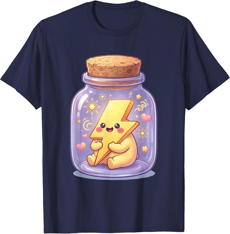 Neurodiversity Lightning Bolt in a Jar Illustration T-Shirt - Navy Blue