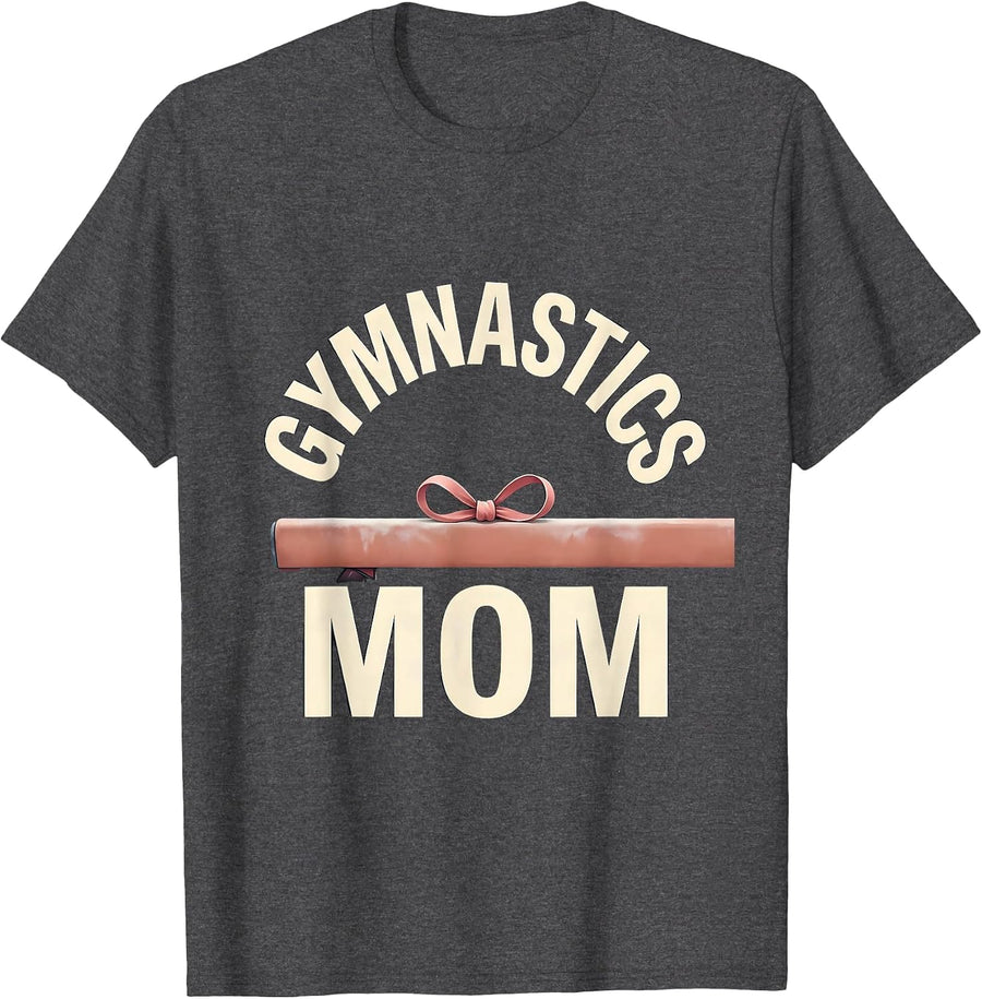 Men's Gymnastics Mom Cute Sport Mom Coquette Bow Gift T-Shirt - Dark Heather Grey