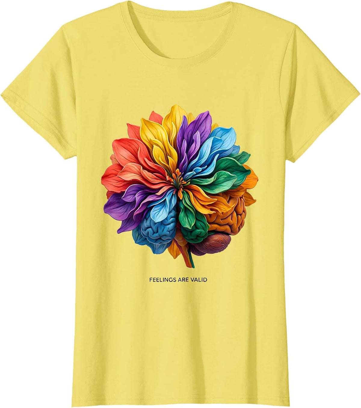 Feelings Are Valid Mental Health Matters Design T-Shirt - Lemon Yellow