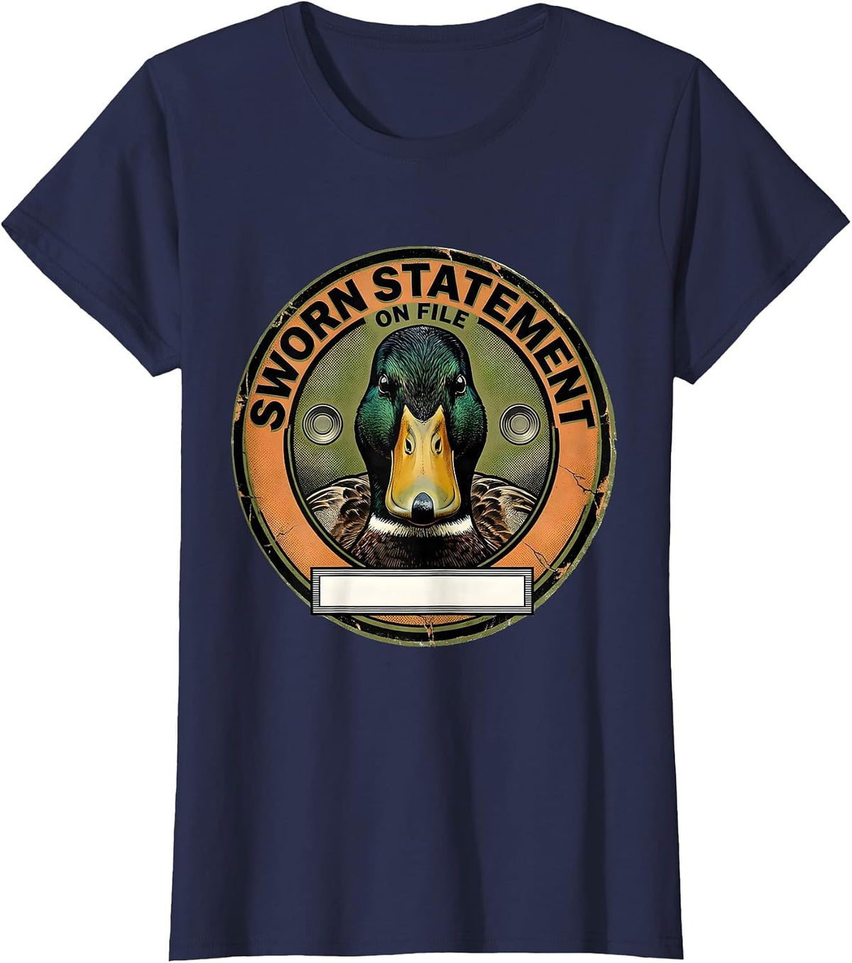 Women's Sworn Statement On File Funny Duck UFO Alien Selfie Humor T-Shirt - Navy Blue