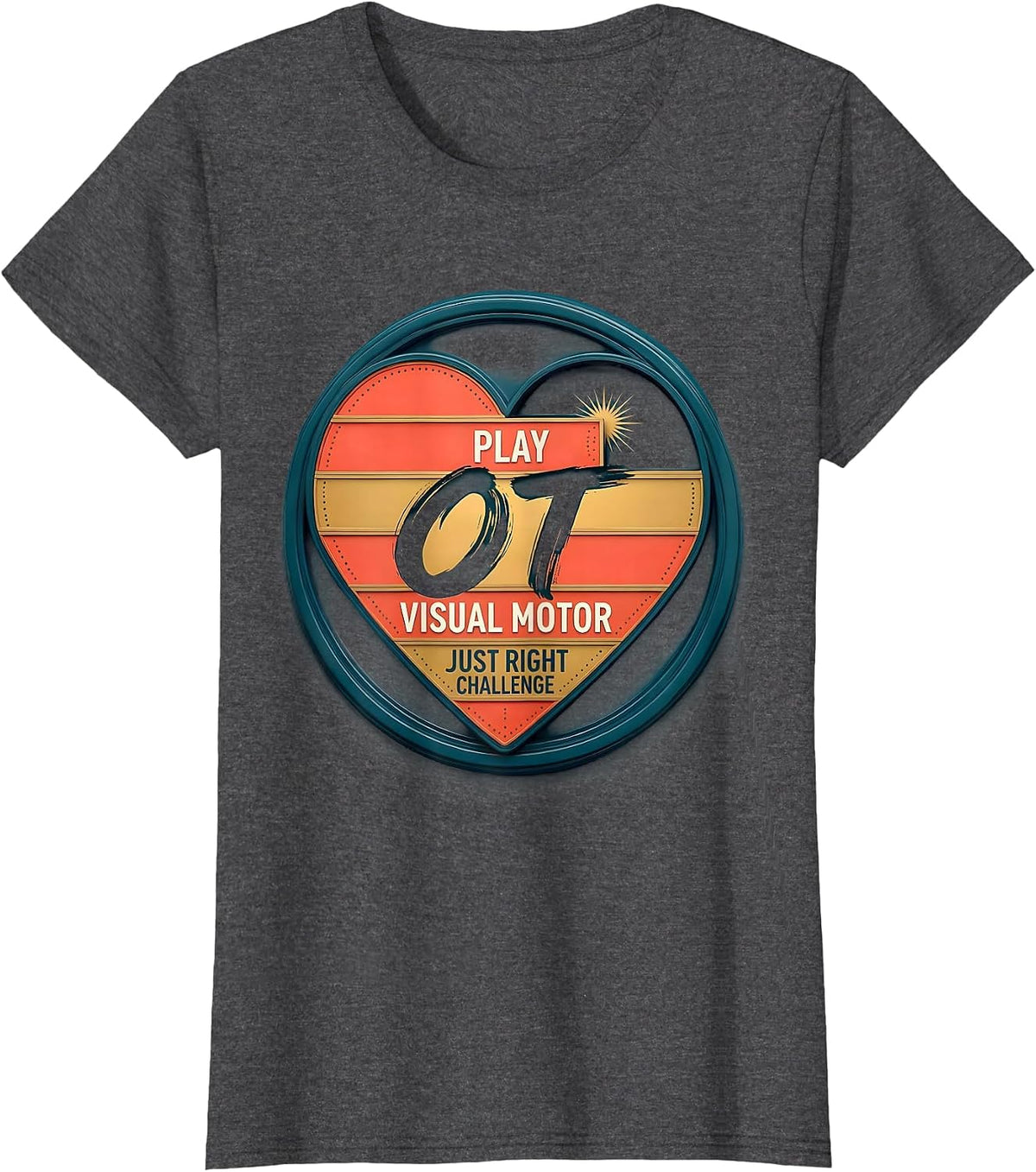 Women's OT PLAY VISUAL MOTOR JUST RIGHT CHALLENGE Occupational T-Shirt - Dark Heather Grey