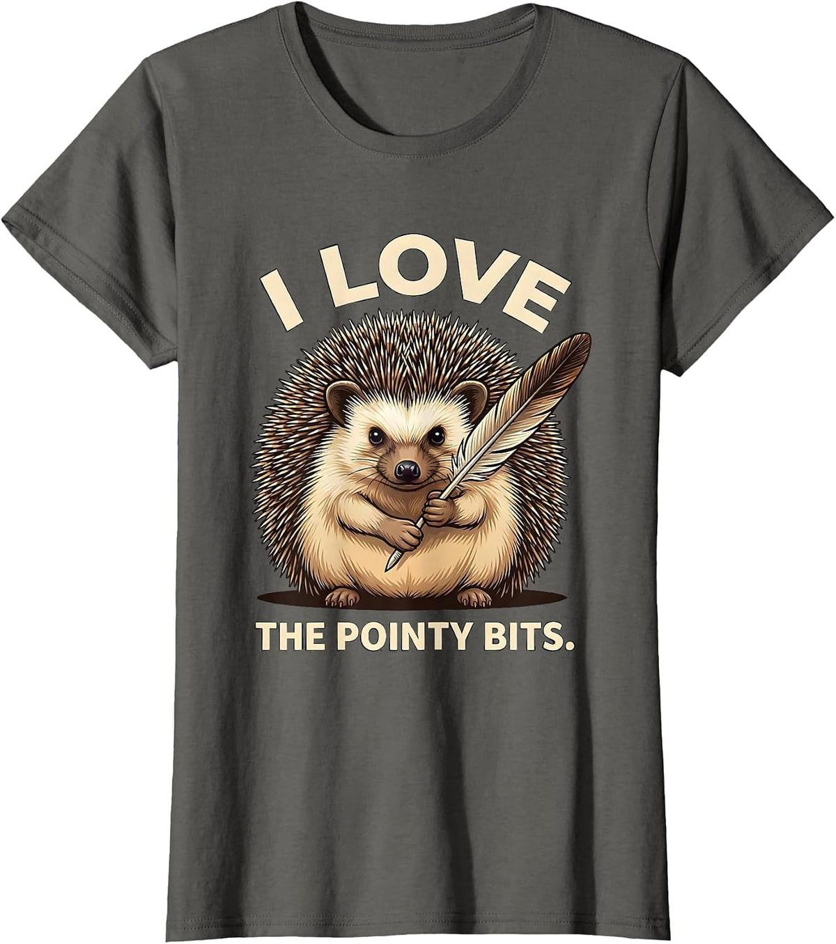 Women's I Love The Pointy Bits Cute Hedgehog Lover Funny Hedgehog T-Shirt - Asphalt Grey