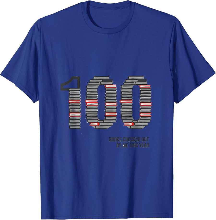 100 Books Checked Out By Me This Year Teacher Librarian T-Shirt - Royal Blue