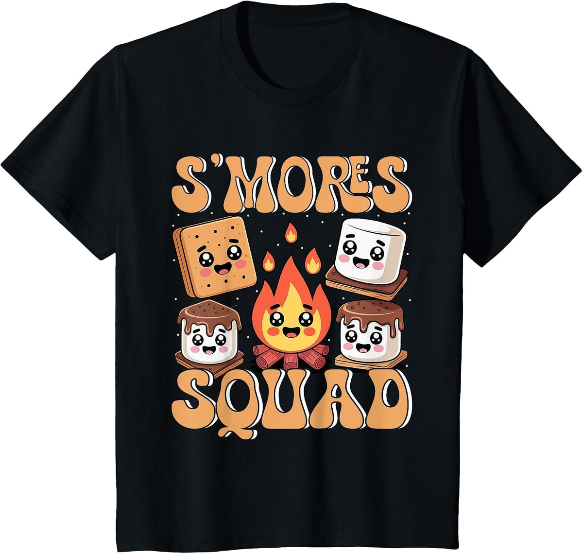 S'Mores Squad Funny Campfire Marshmallow T-Shirt - Black