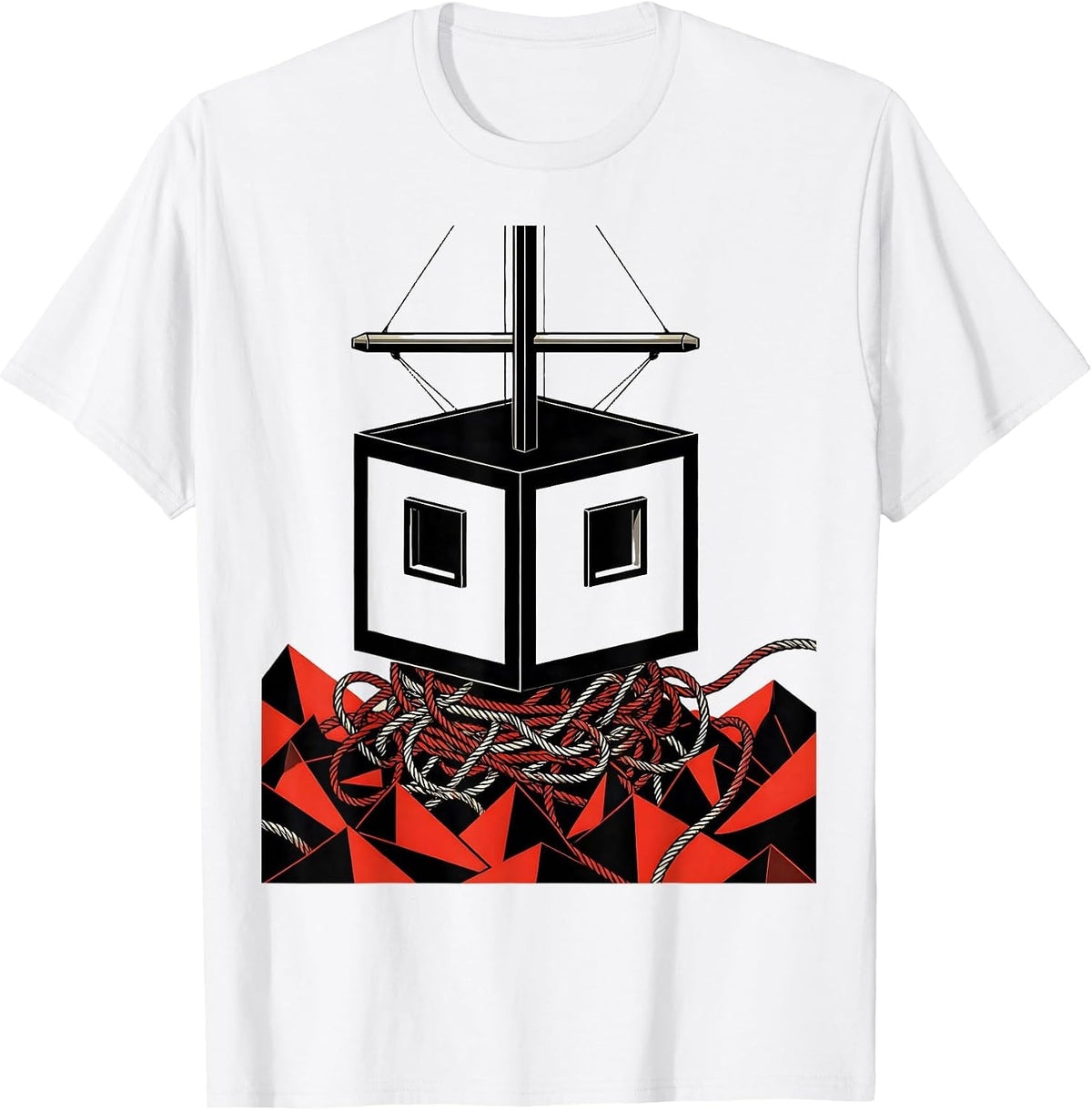 Men's Geometric Wheelhouse Nautical Captain Humor T-Shirt - White