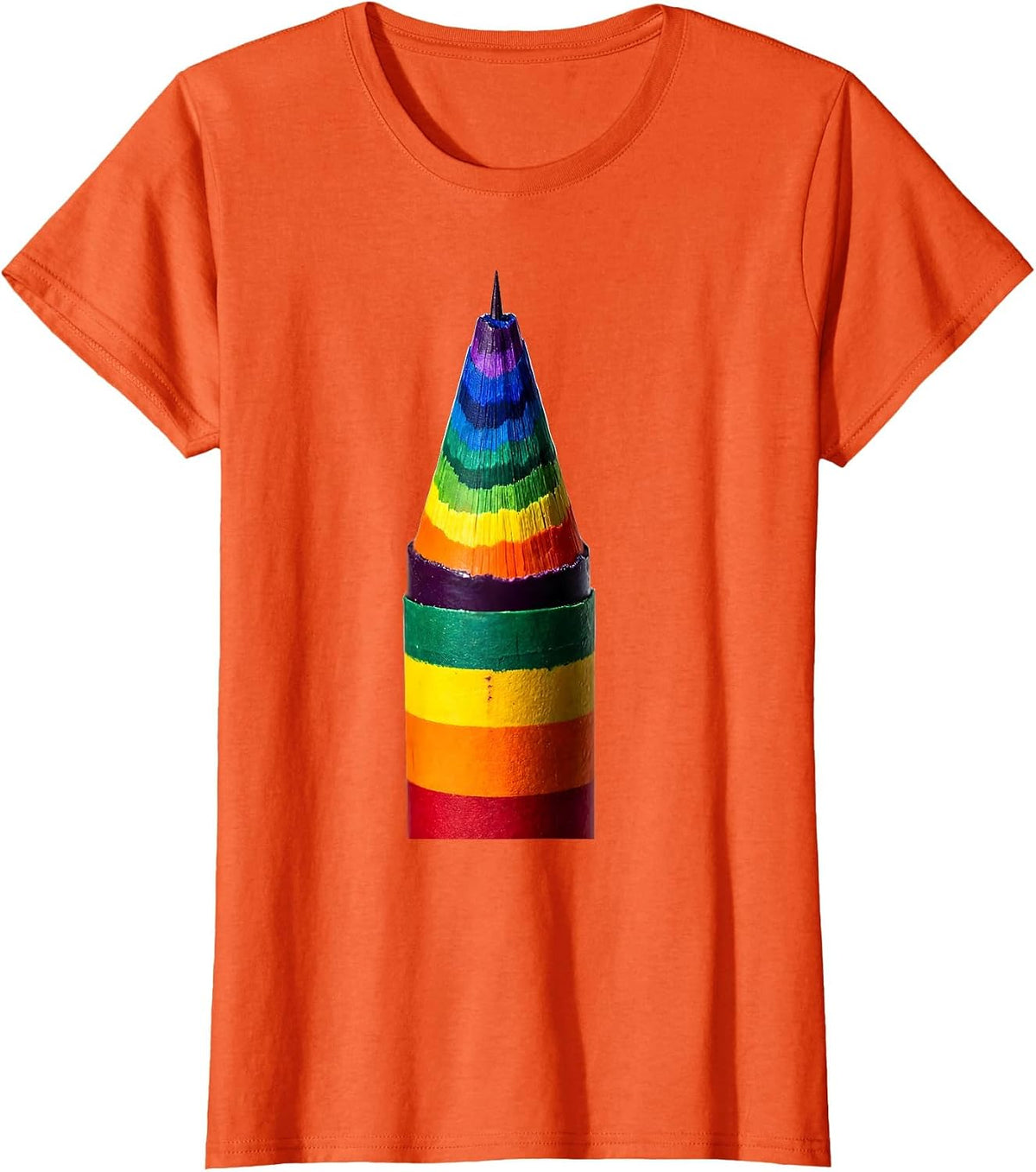 Women's Crayon Pencil Tip Sculpted Art Graphic Design T-Shirt - Orange