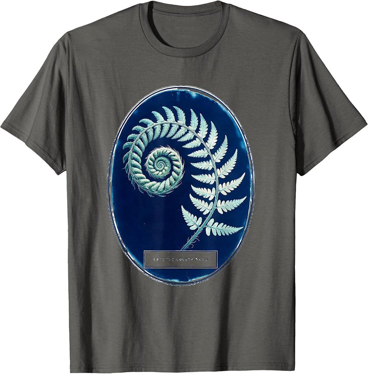 I See The Golden Ratio Cyanotype Sacred Geometry Math T-Shirt - Asphalt Grey
