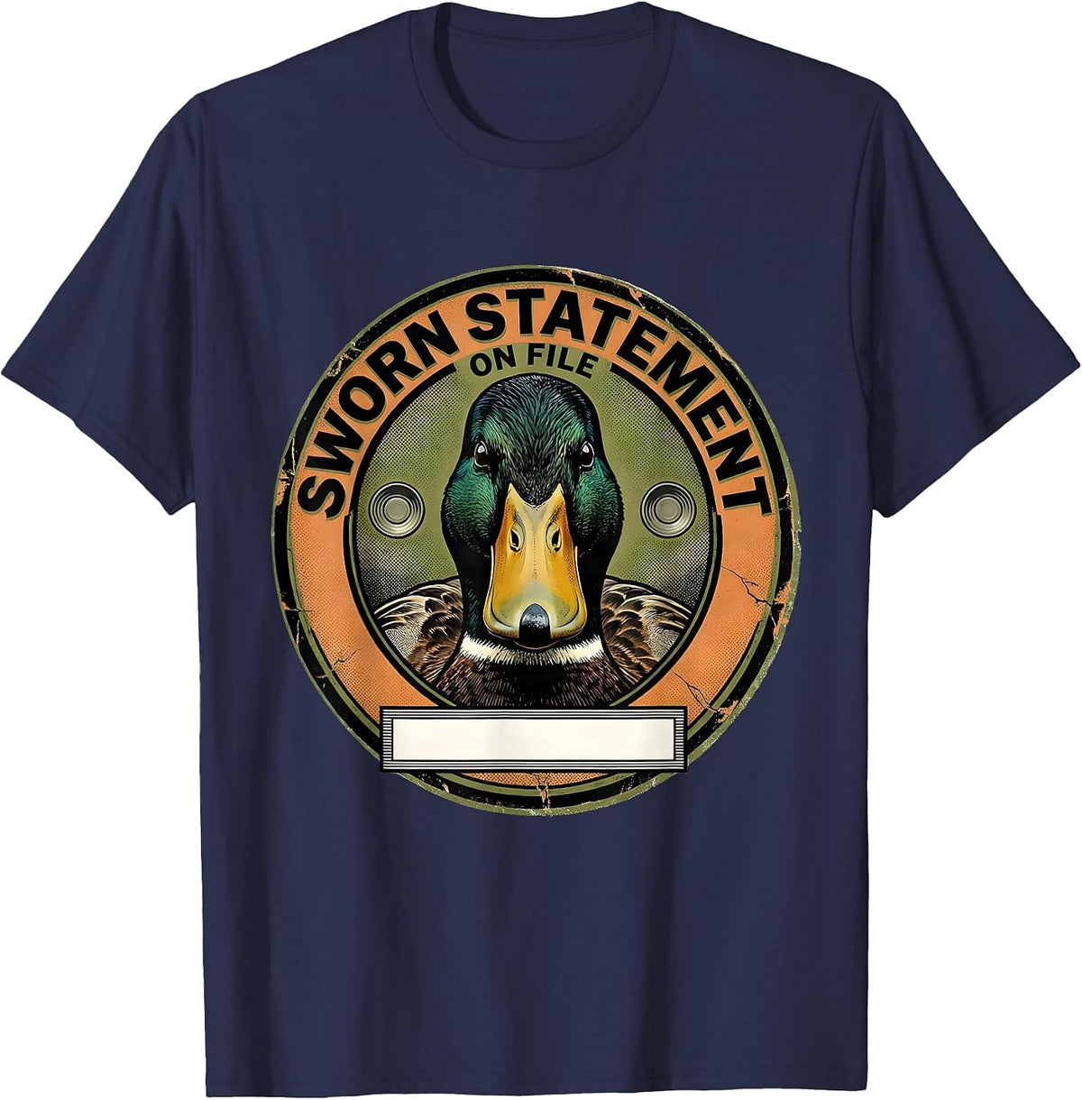 Men's Sworn Statement On File Funny Duck UFO Alien Selfie Humor T-Shirt - Navy Blue