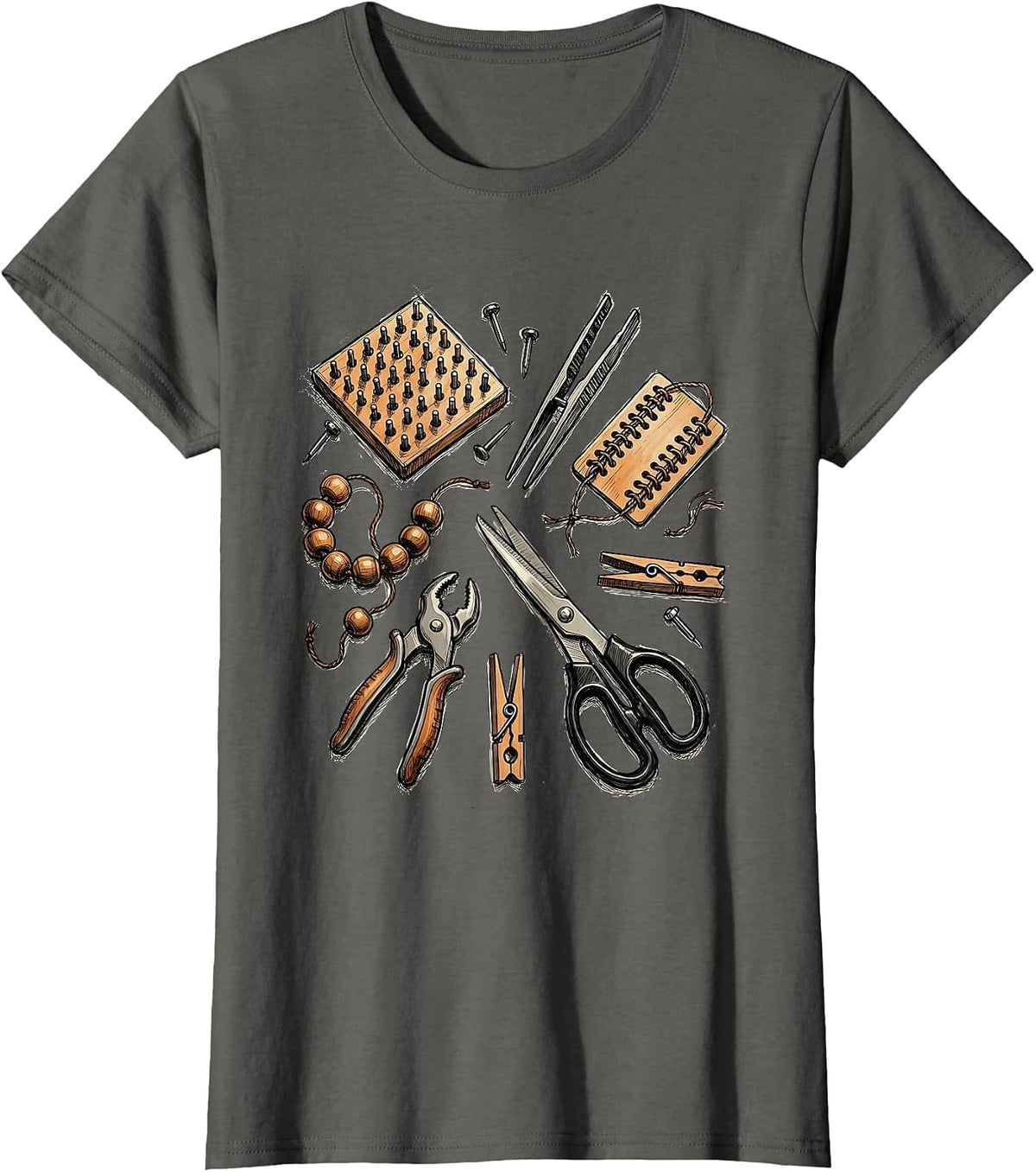 Women's Occupational Therapy Fine Motor Tools Flat Lay T-Shirt - Asphalt Grey