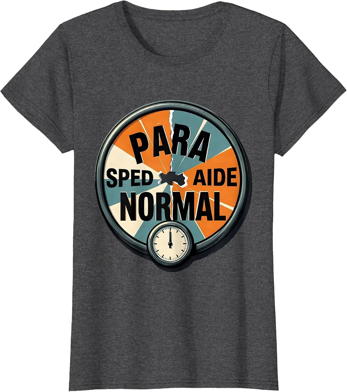 Women's Para Normal SPED Aide Screenprint Ghost Halloween T-Shirt - Dark Heather Grey