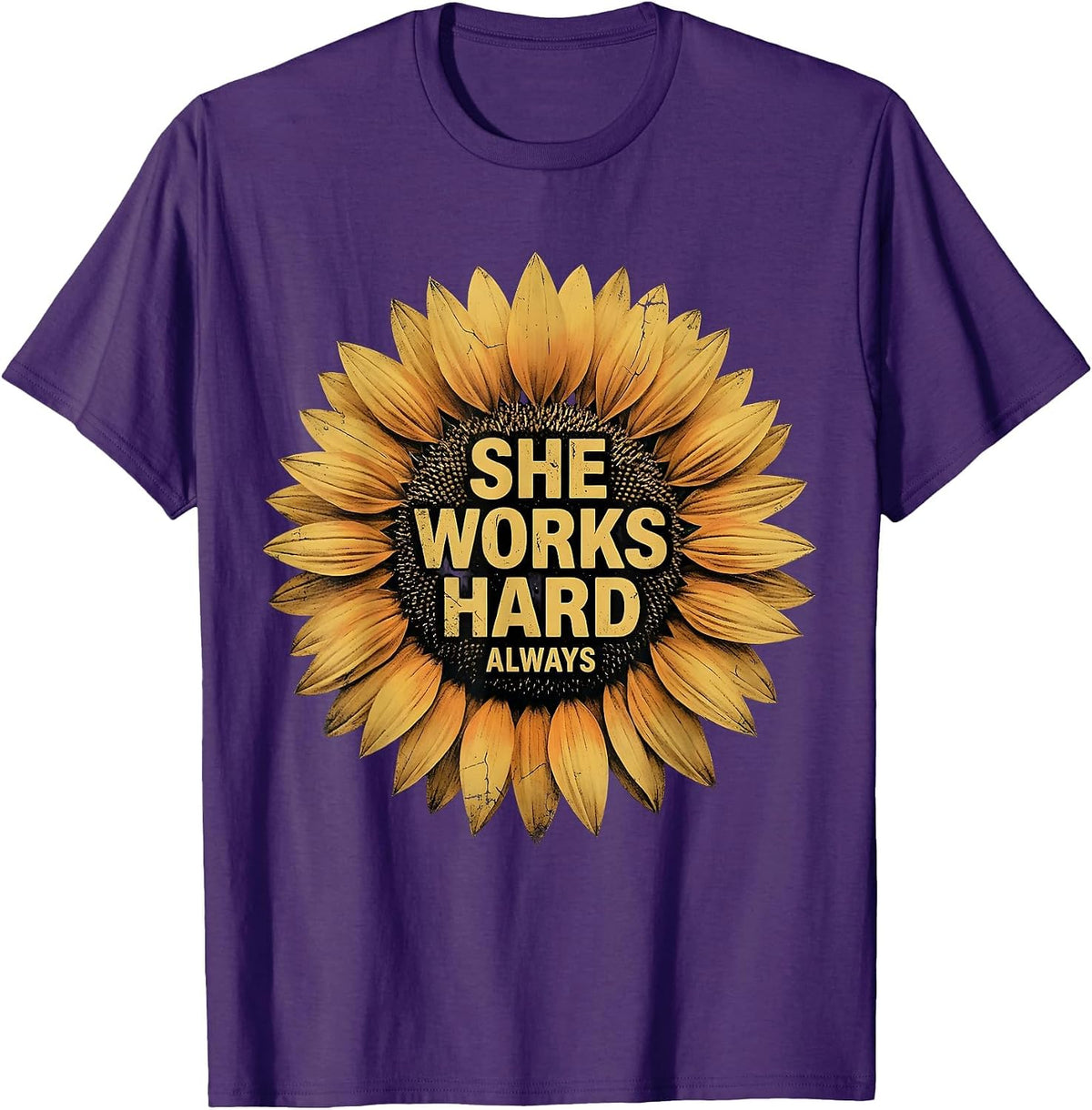 She Works Hard Always Labor Day Design T-Shirt - Purple