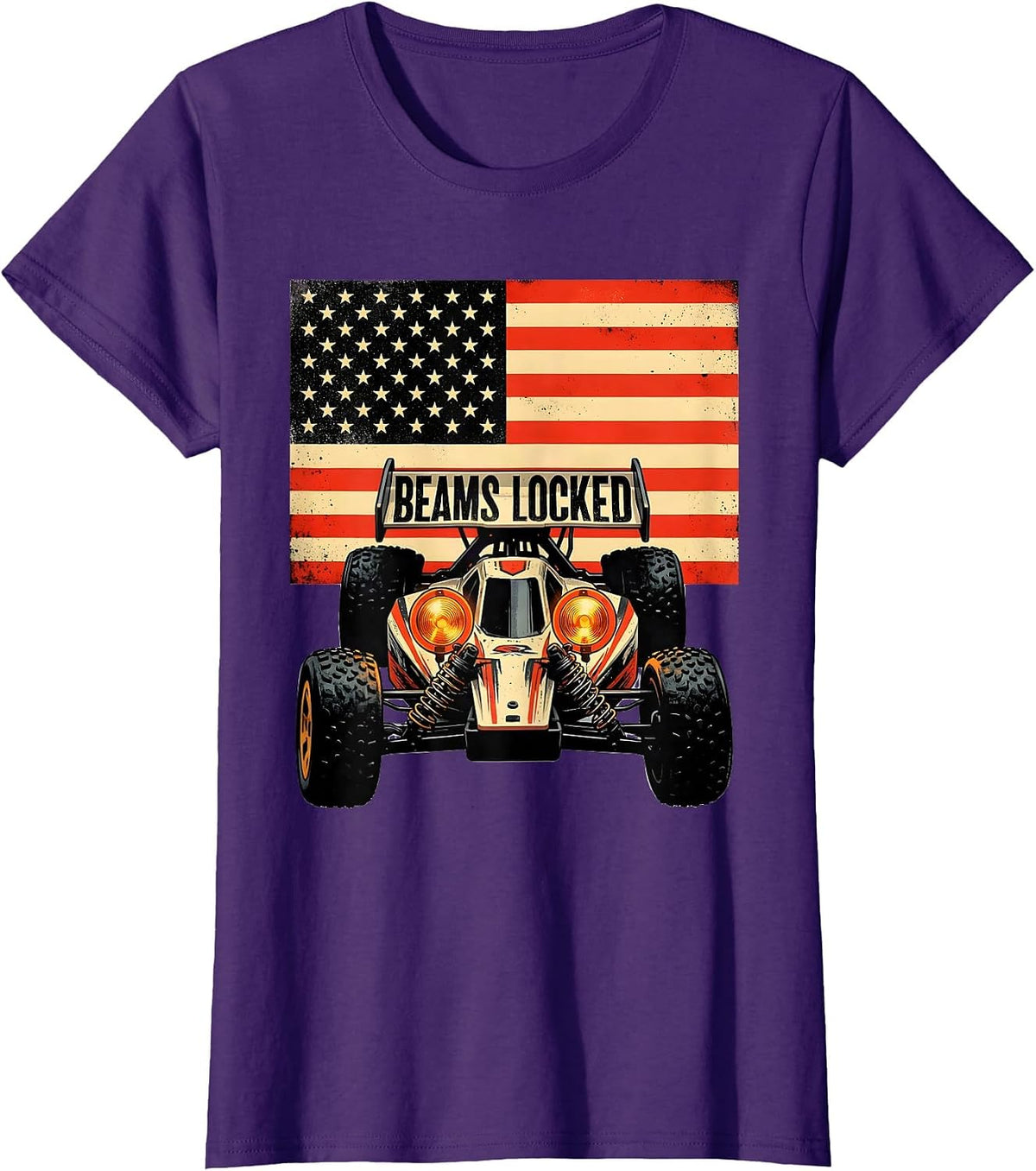 Women's Beams Locked Patriotic RC Car Racing Drag Strip Gift T-Shirt - Purple