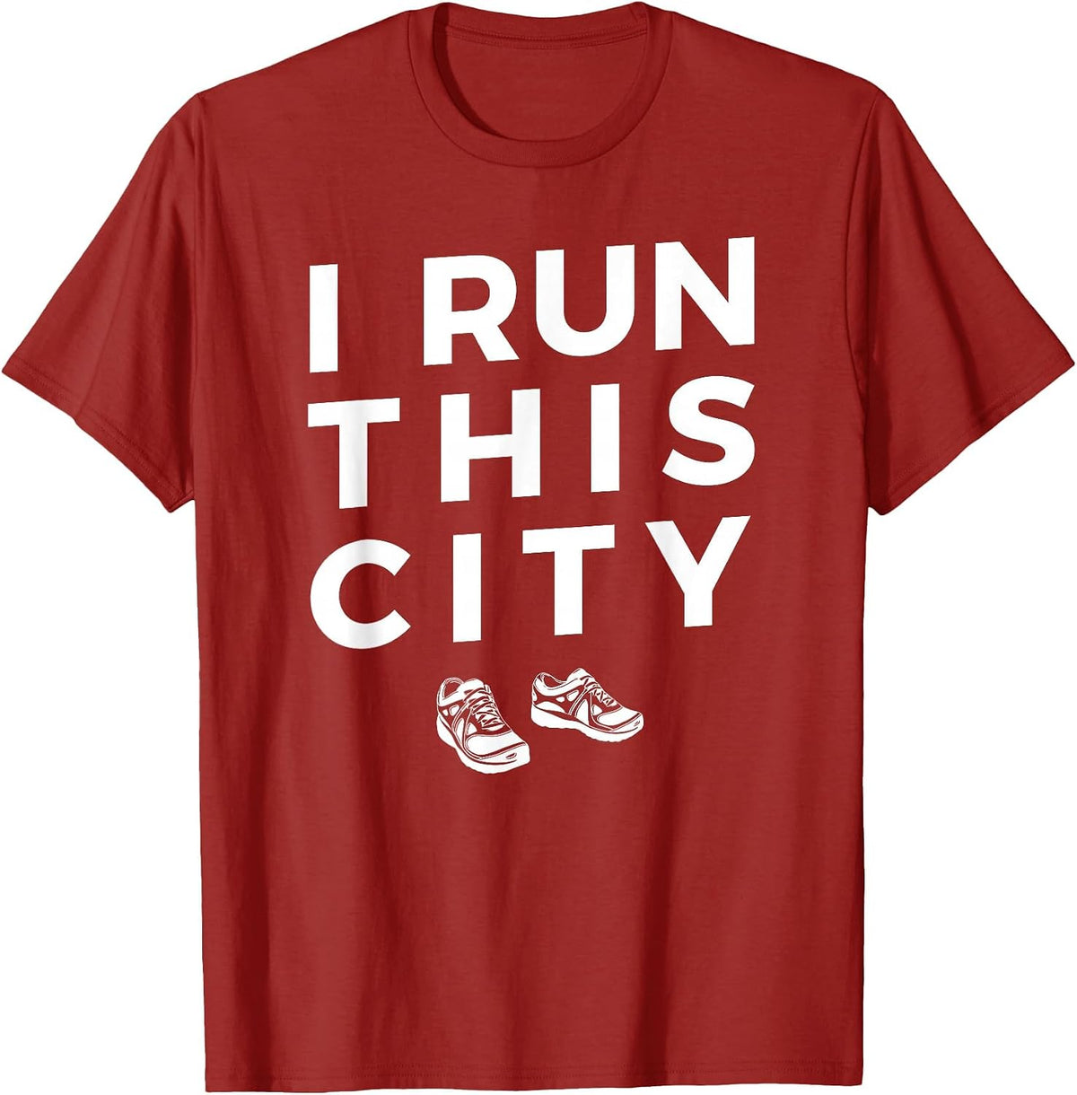 I Run This City Running T-Shirt, Funny Runner Graphic Tee - Cranberry Red