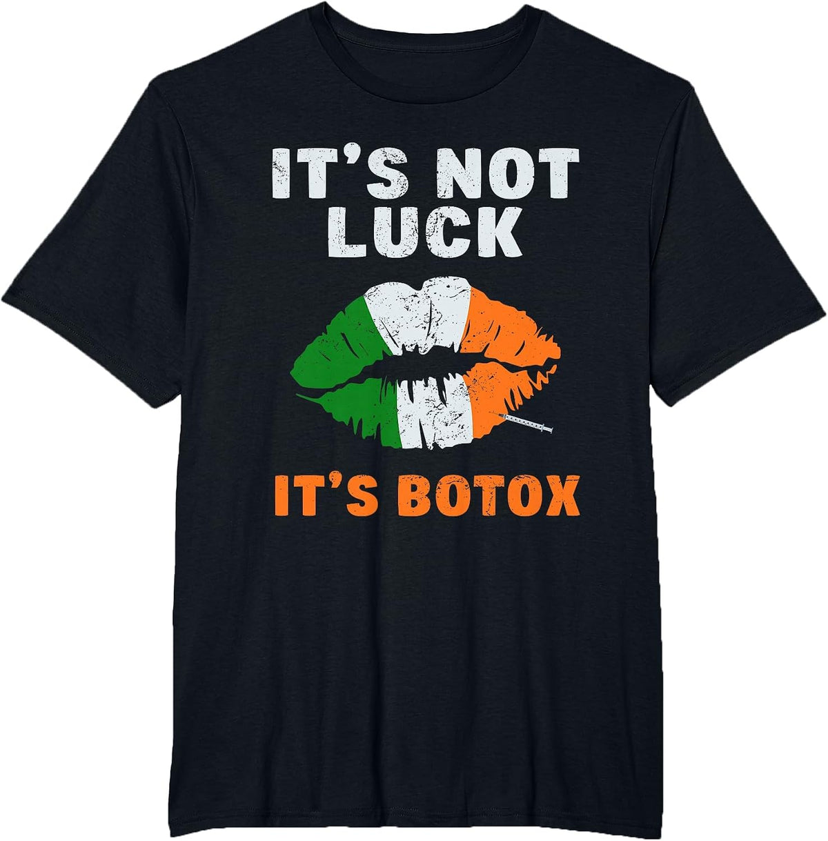Not Luck It's Botox Esthetician St Patricks Day Leopard Lips T-Shirt - Black
