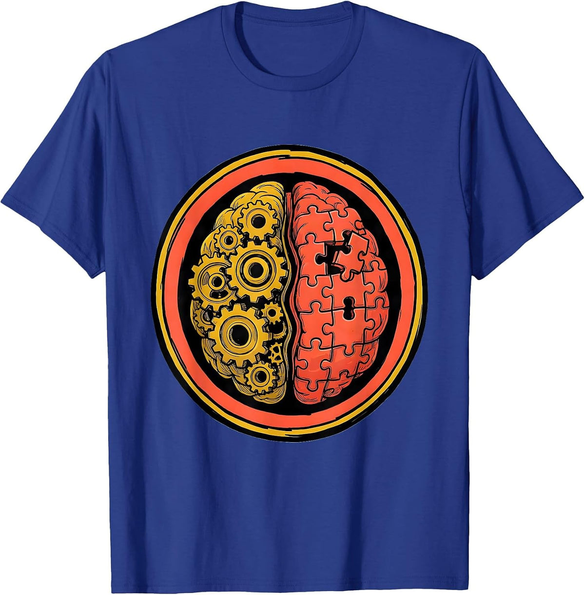 Men's Occupational Therapy Brain Gears Puzzle Illustration T-Shirt - Royal Blue