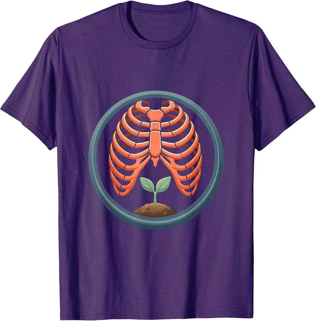 Mental Health Matters Ribcage Seedling Growth Art T-Shirt - Purple