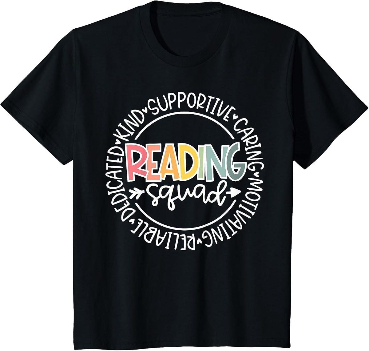 Reading Squad Teacher Reader Librarian Interventionist Team T-Shirt - Black