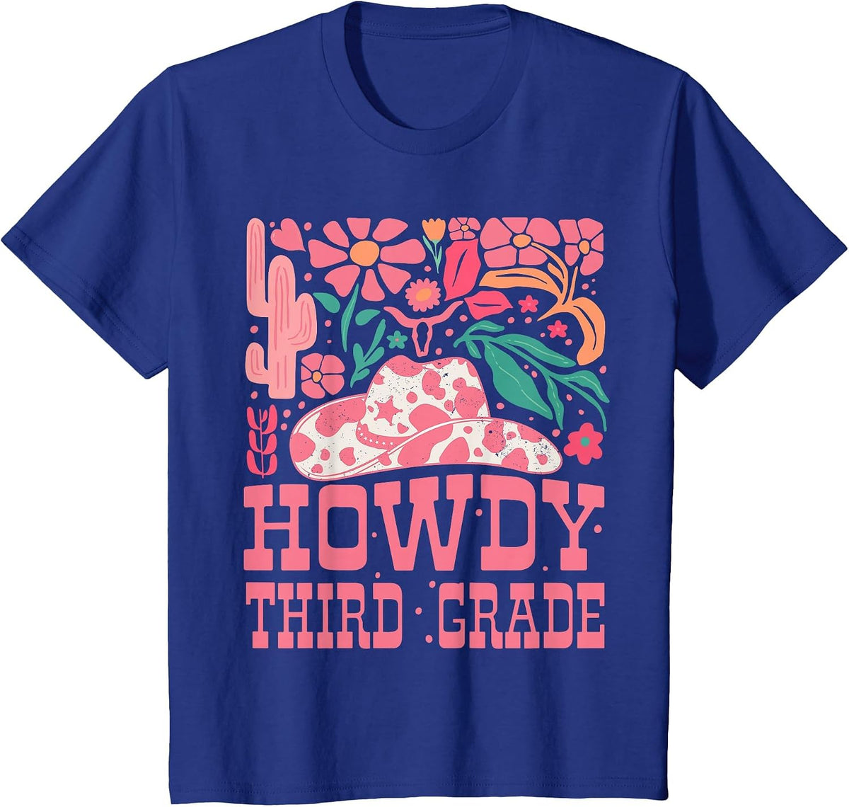 Howdy Third Grade Western Cowgirls 3rd Grade Squad Teacher T-Shirt - Royal Blue