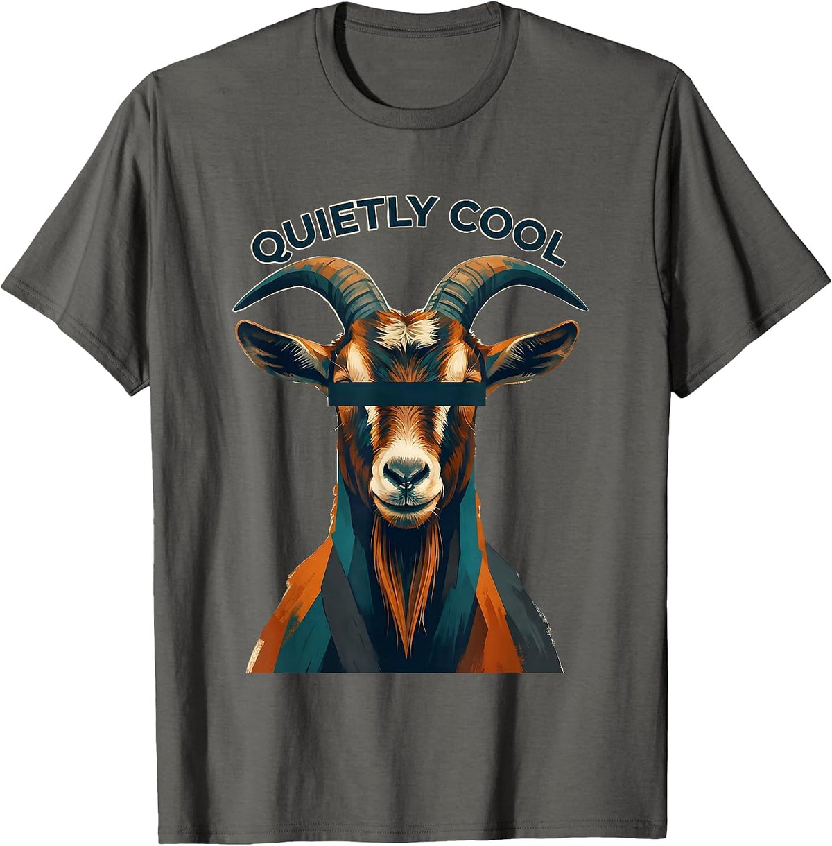Quietly Cool Funny Goat Face Animal Lover Humor T-Shirt - Asphalt Grey