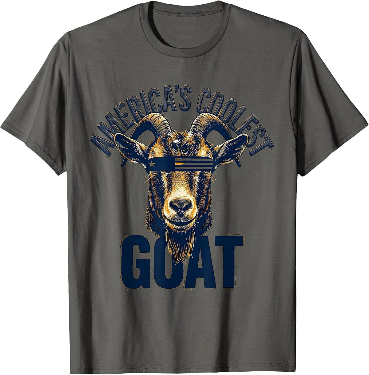 America's Coolest GOAT Funny Goat Humor Patriotic Novelty T-Shirt - Asphalt Grey