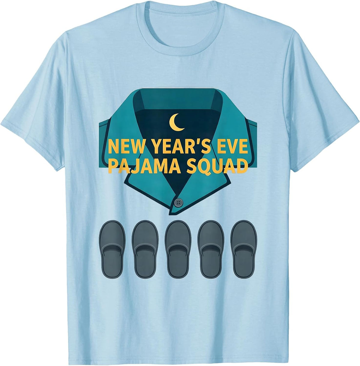 Men's New Year's Eve Pajama Squad Funny Matching Party Night T-Shirt - Baby Blue